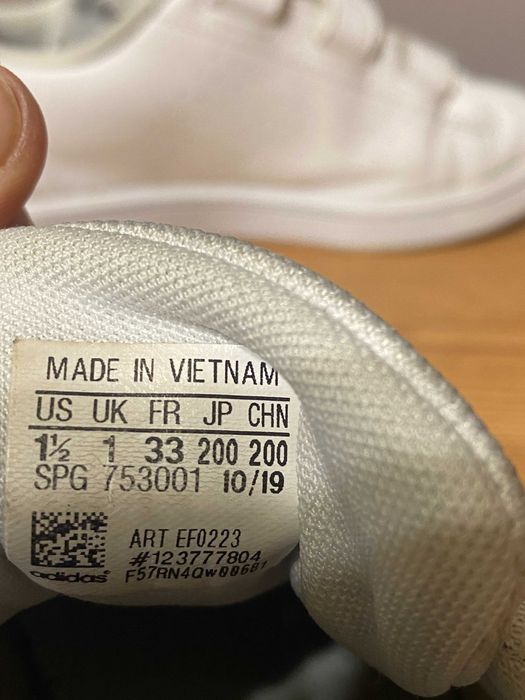 adidasi albi pentru copii, unisex cu scai (velcro), masura 33