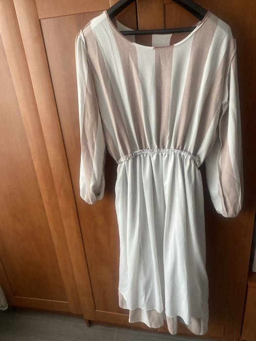 Rochie dama culoare alb-maro