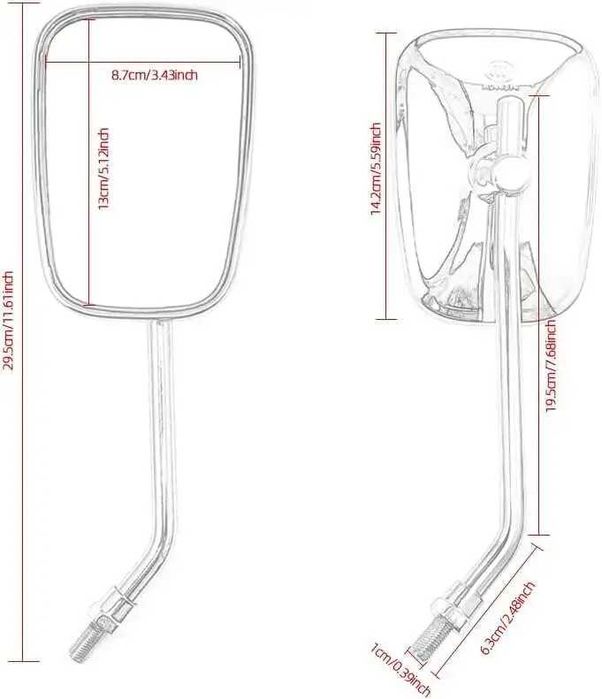 Огледала за мотор -Ф10мм 2бр/к-т -4007