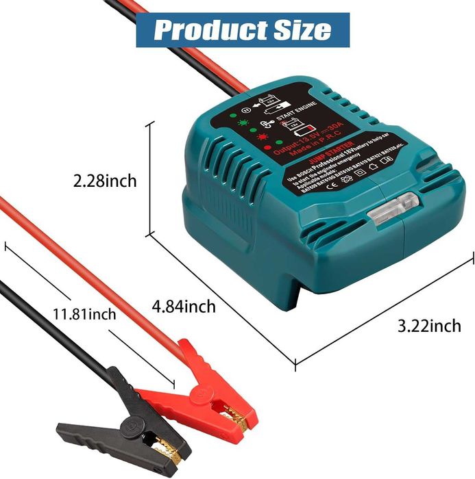 Адаптер за стартер за Bosch Professional 18V батерия 11 Gauge Booster кабели за 12V
