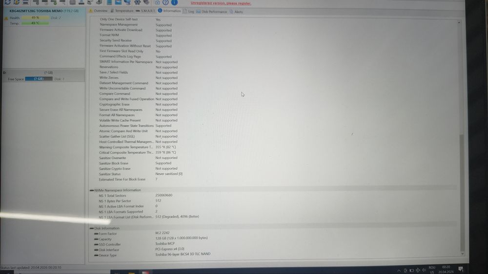 Kioxia 128GB Ssd BG4 M.2 2242 NVMe PCIe KBG40ZMT128G