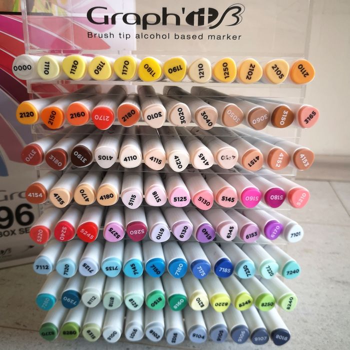 Комплект двувърхи алкохолни маркери Graph'it BRUSH 96 + още 20 цвята