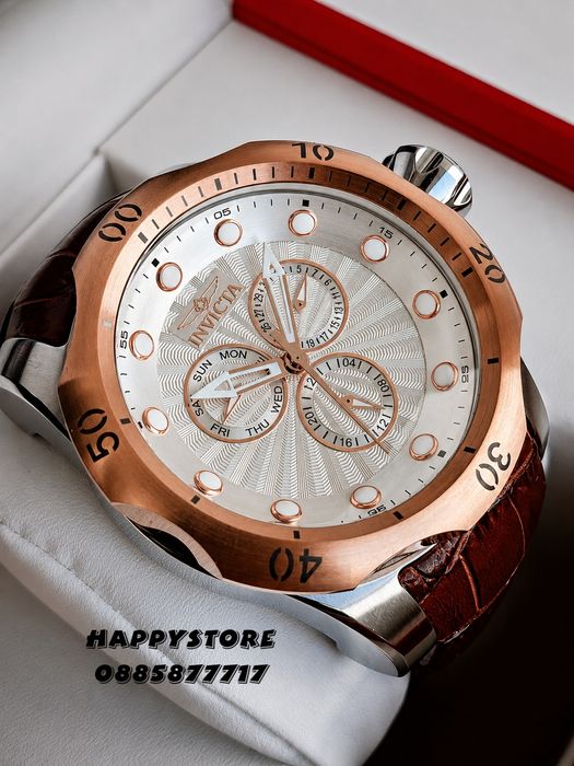 INVICTA Venom Brown leather 52 mm, Инвикта нов мъжки часовник