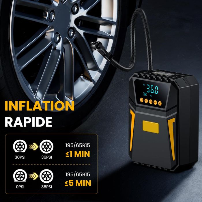 ILFLIN  Мощен преносим компресор за въздух/12V/150 PSI/HD дисплей/LED светлина, автомобили/велосипеди/мотоциклети/топки