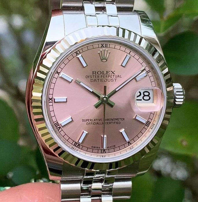 rolex datejust 31mm сребристо/розово