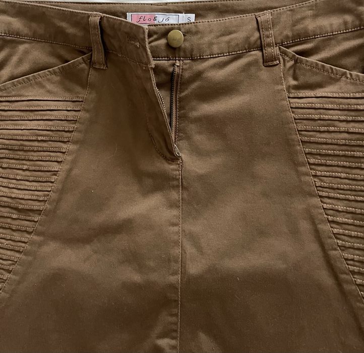 Fusta blugi, elastica, maro, midi