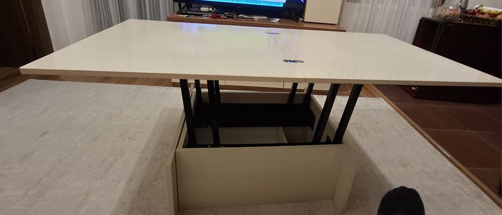Masa cafea pliabila 150/75/70 cm, crem deschis