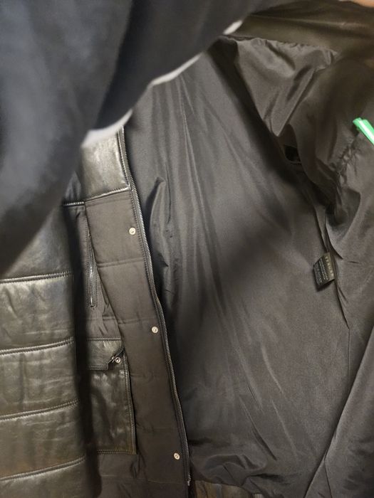 Мъжко яке, ново. Телешка кожа марково 3ххл, естествен пух. Moncler хл