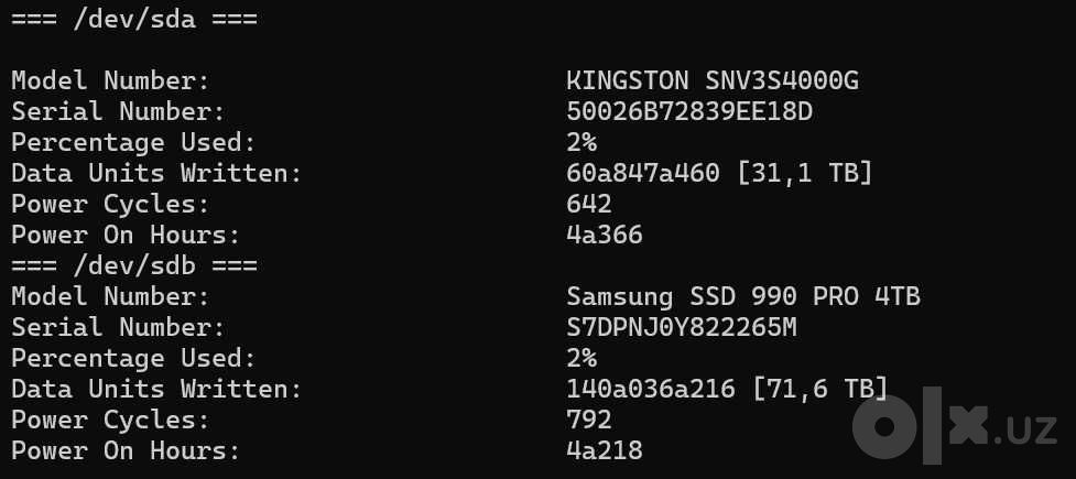 SSD Samsung 990 PRO 4TB, Kingston NV3 4TB, WD_BLACK SN850X 8TB б/у