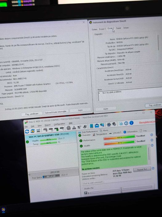 Laptop Gaming Acer Nitro, Ryzen 7 5800H, RTX 3060, 16GB, 512GB, 17.3"