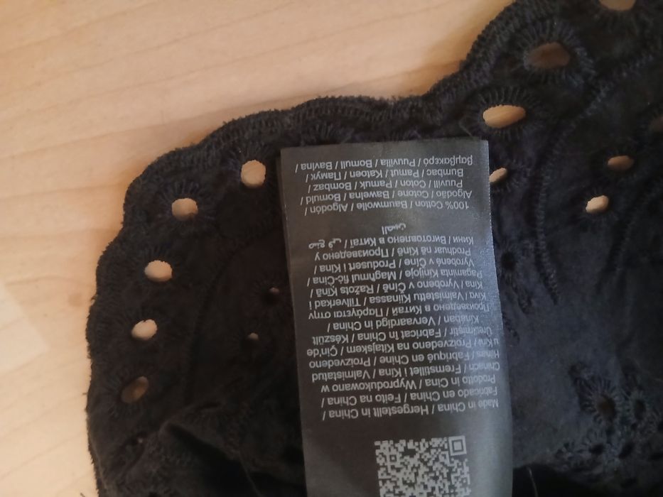 Cămașă neagră ONLY din bumbac 100%, cu broderie englezeasca, mărimea M