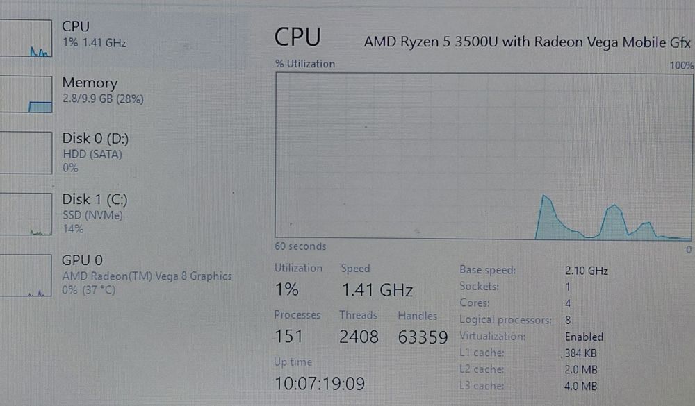 Laptop Lenovo Ideapad S340-15API Ryzen 5 3500u 12gb ssd+hdd