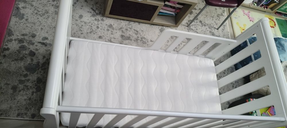 Patut copil lemn alb + saltea