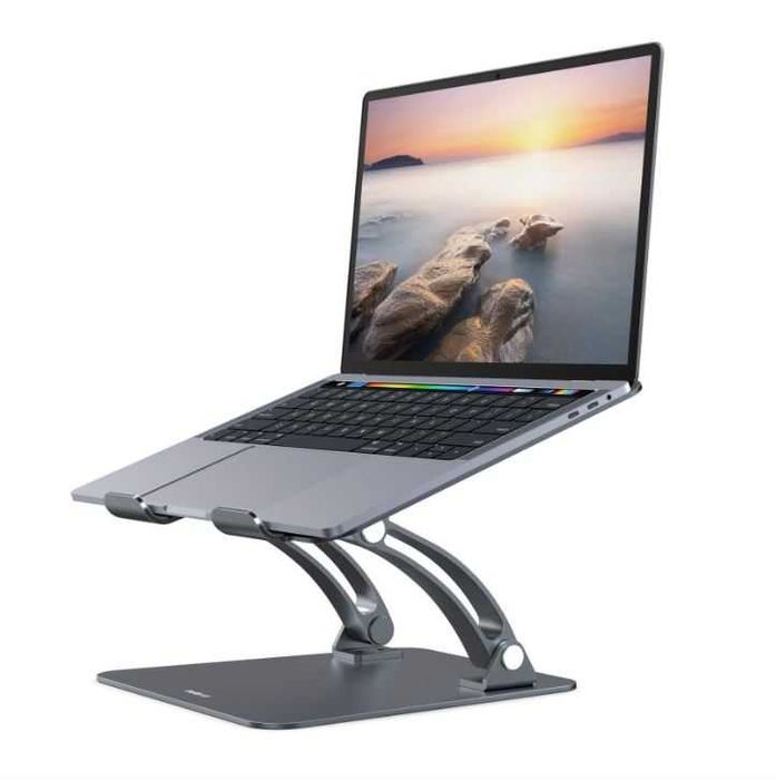 Suport pentru laptop, ijoynewk, Aluminiu, Pliabil, 11-17'', 26x26x27 cm Gri