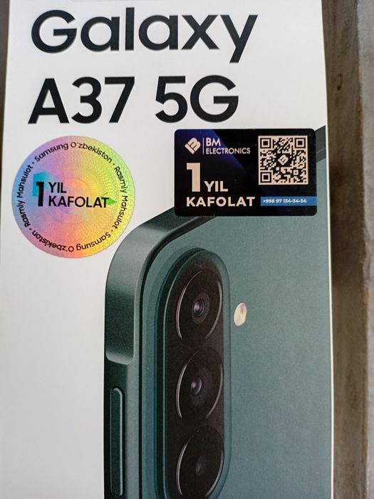 Samsung A37 yengi rangi toq yashil karobka dokument joyida ochilmagan