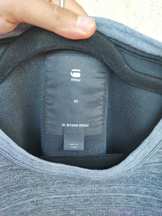 Pulover G-Star Raw gri-albăstrui melanj, bumbac, mărimea M