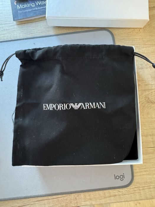 Мъжки колан Emporio Armani, черен, естествена кожа, никога носен, чисто нов