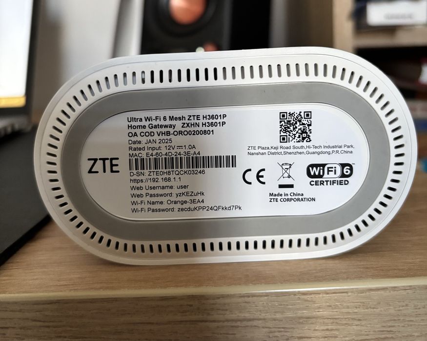 Router Wi-Fi 6 ZTE ZXHN H3601P  Mesh