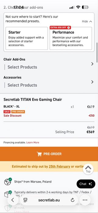 Secretlab TITAN Evo XL геймърски стол НОВ