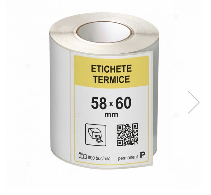 Role etichete termice autoadezive 58x60 mm, 800 etichete/rola