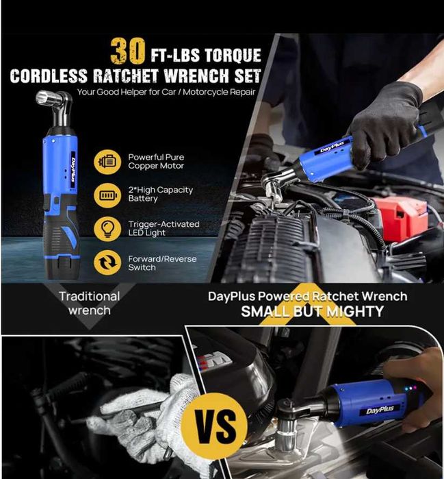 Акумулаторна Тресчотка DAY PLUS 3/8  с  2 батерии