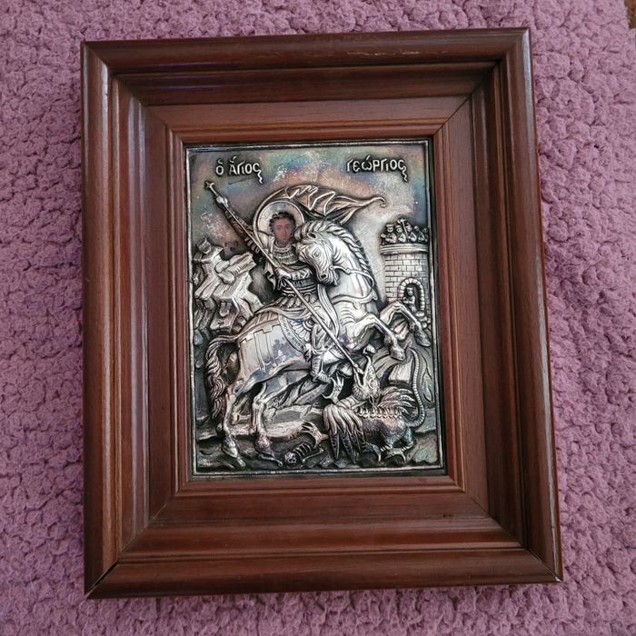 Икона сребрърна свети Геоги победоносец