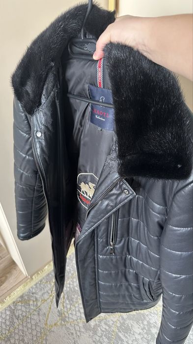 Дубленка мужская+ норкая шапка, ушанка