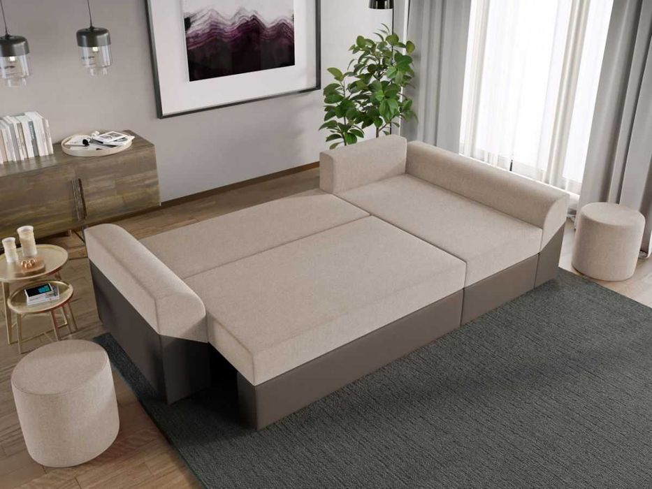 Coltar Extensibil Cali Stofa Bej / Piele Maro - Transport Gratuit