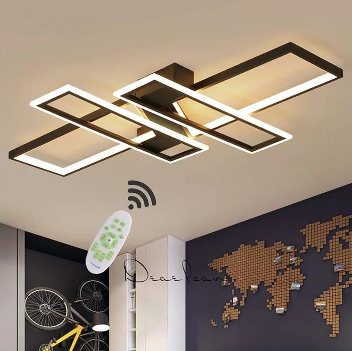 Led Черни правоъгълници невисяща трицветна лампа за таван