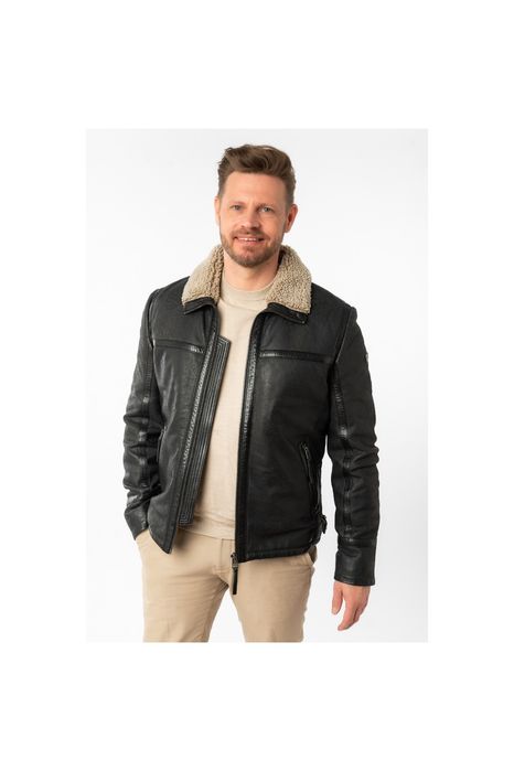 Geaca de Iarna Imblanita din Piele Barbati Mauritius Antracit MMAlasko