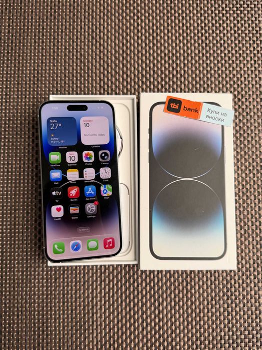 100% БАТЕРИЯ! iPhone 14 Pro MAX Лизинг от 20€/мес / Silver 128Gb - бял/ сив