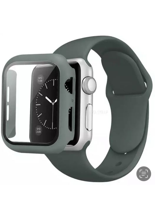 Curea TPU + Husa Plastic Geam Compatibila Ceas Apple Iphone 15