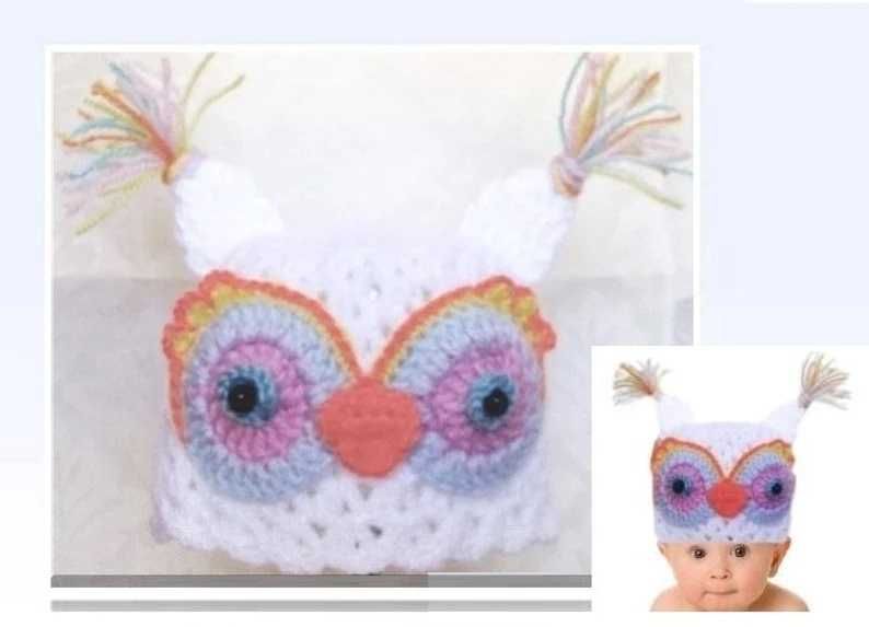 Бебешка шапка "Бухалче" за бебе 0-3 месеца
