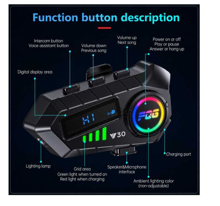 Комплект 2 бр. Bluetooth интеркоми за каска 6.0, CVC DSP шумопотискане, LED дисплей, IPX6, 1000 mAh