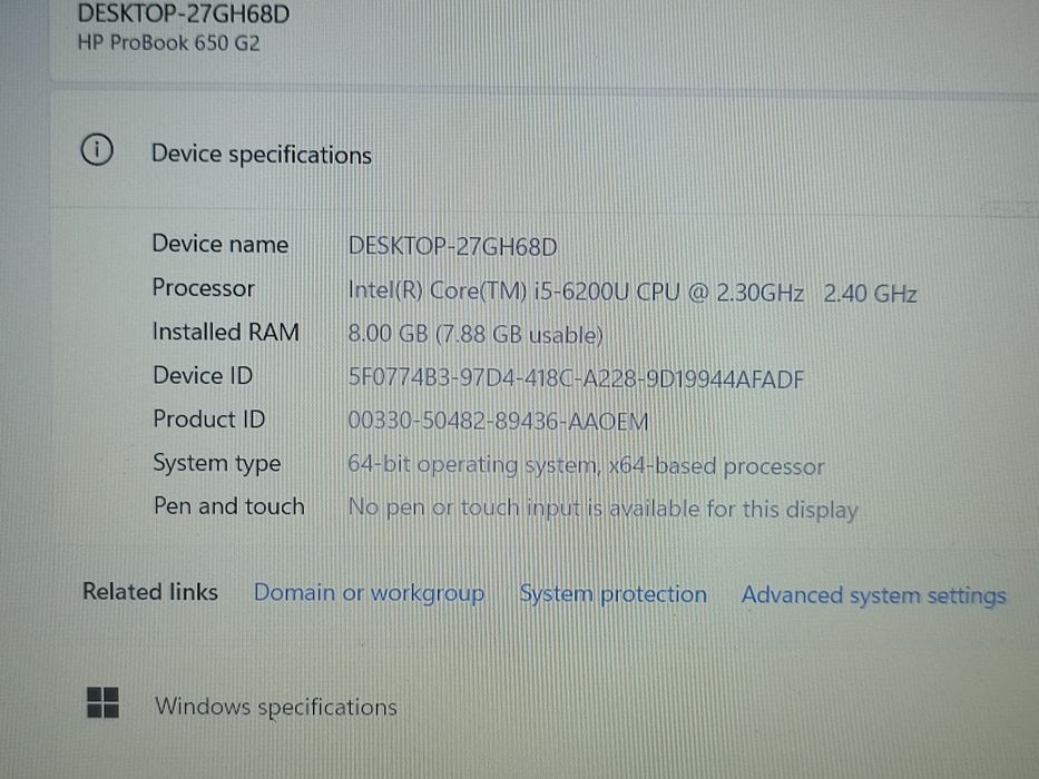 Laptop HP 650 G2 - i5-6200u/ 8gb ddr4/ 256gb SSD/ Baterie NOUA