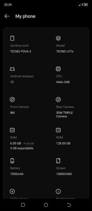 Techno pova 3  6/18GB