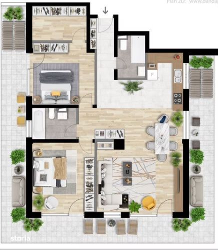 Apartament 3 CAM, SU 89.2MP, 2 BAI 1 TERASA, zona INTRE LACURI