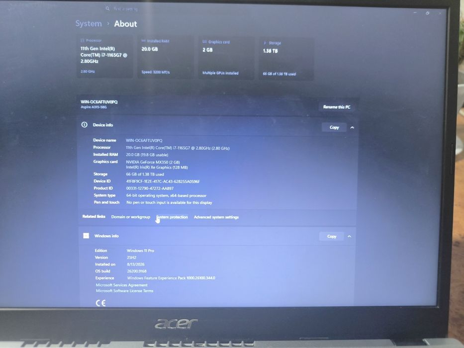 Aser aspire 3 intel core 7 11 gen