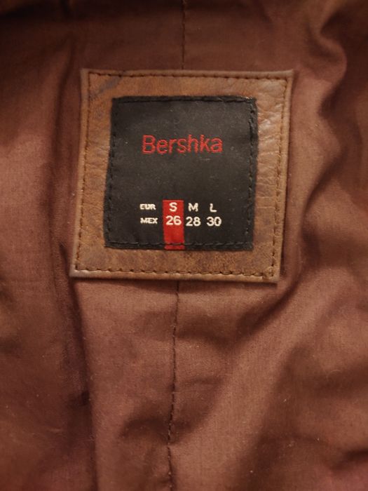 Geaca Bershka, S (36), piele naturala bovina, culoare maron