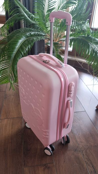 Детски, розов куфар Hello Kitty /Хело Кити/ на колелеца + ръчна чанта