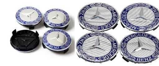 set 4 capace mercedes albastre doar pt jante originale mercedes-benz