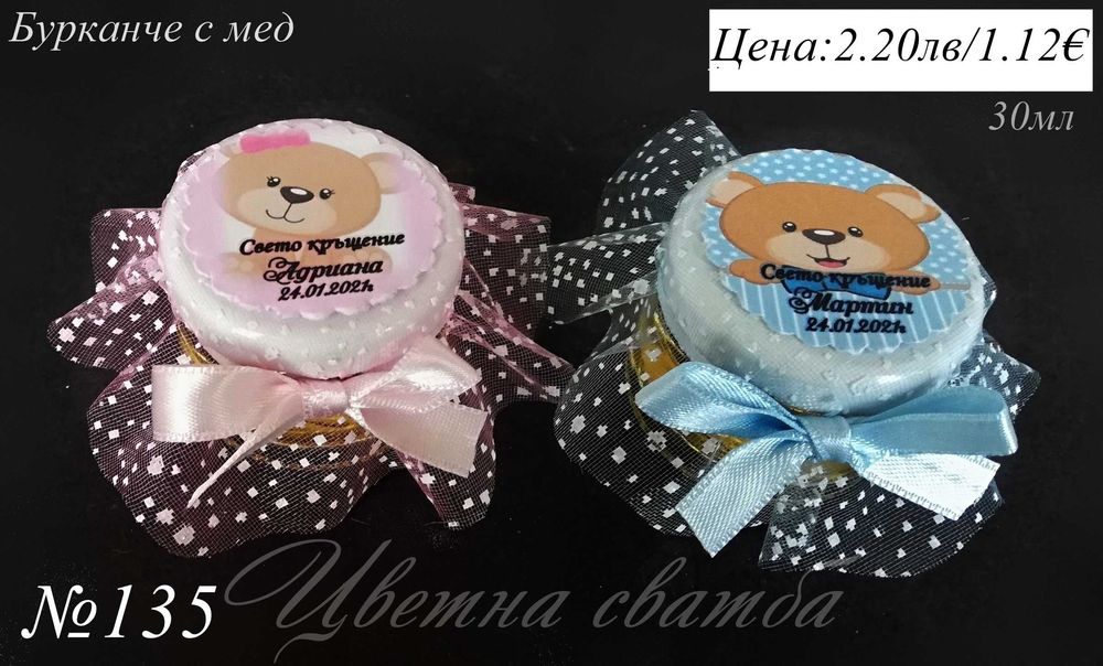 Подаръчета за гости за кръщене, Бурканче с мед, Подаръчета за кръщене