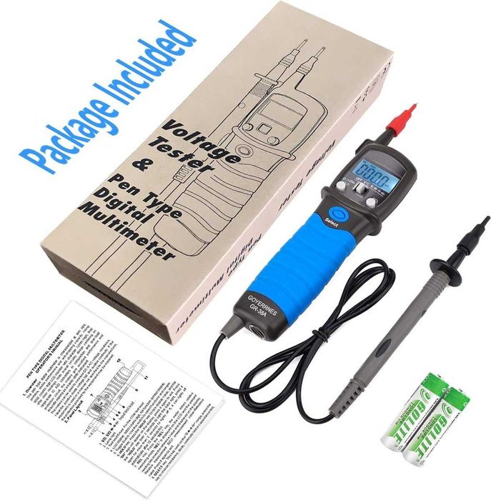 Цифров мултицет тип писалка-2-полюсен с LCD дисплей и фенерче