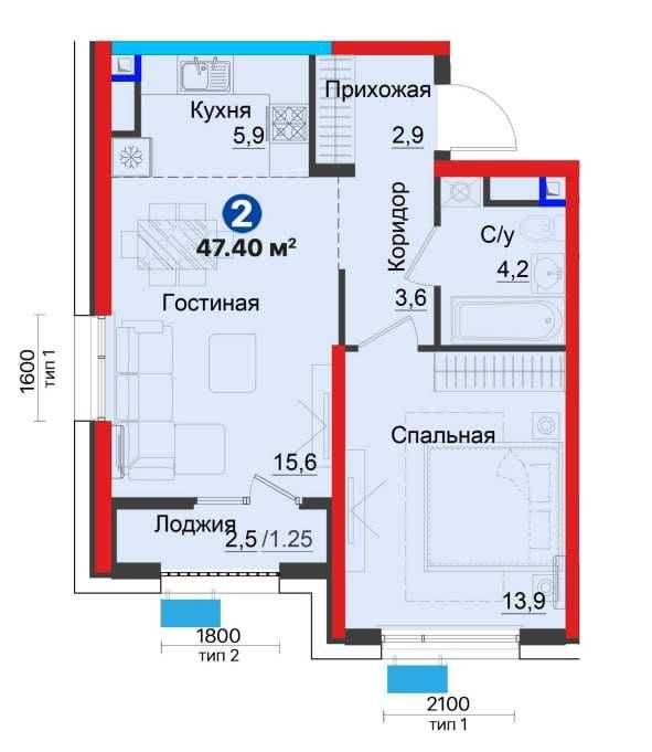 Продается 2 Комнатная Квартира в Новостройке Яшнабадский район Ипотека