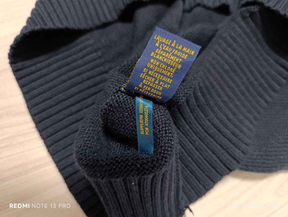 Polo Ralph Lauren 1/4 Quarter Button Turtleneck Knit Sweater Navy Blue