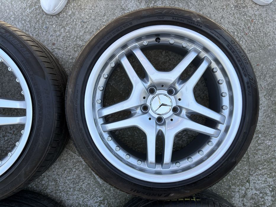 Jante Mercedes AMG 18” ET33 + anvelope vară foarte bune | Echilibrate | Capace noi