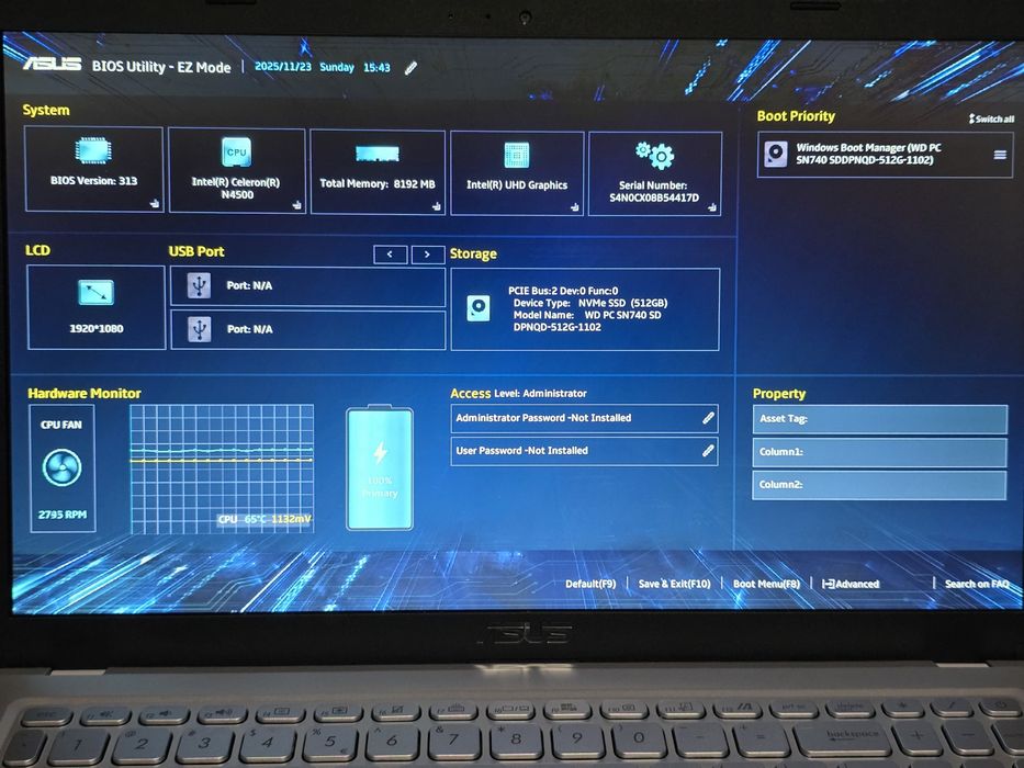 Asus X515KA intel N4500 8gb ddr4 512gb ssd