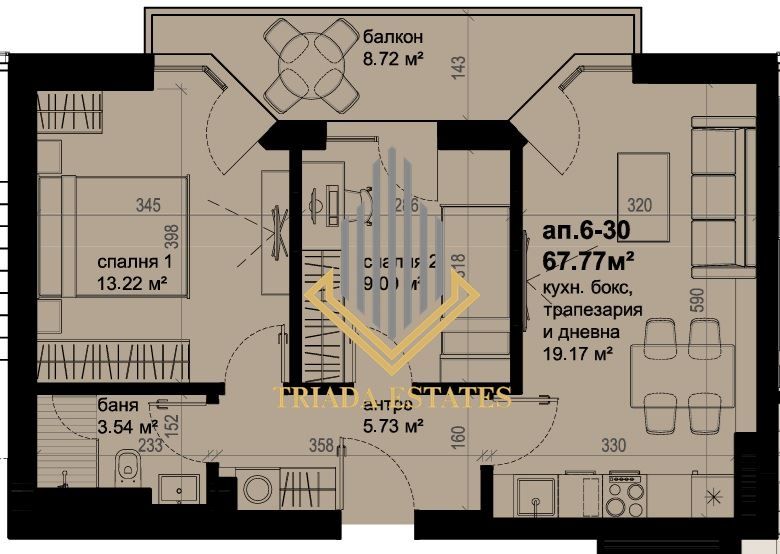 3-стаен в Бургас-Хоризонт площ 78 цена 113743