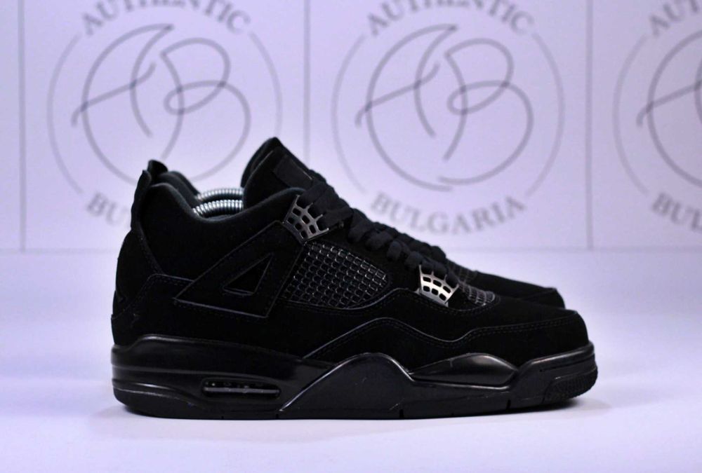 Nike Air Jordan Retro 4 Black Cat Ama Manierre Black Canvas Black Oreo