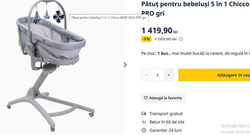 Vand Pătuț pentru bebeluși 5 în 1 CHICCO BABY